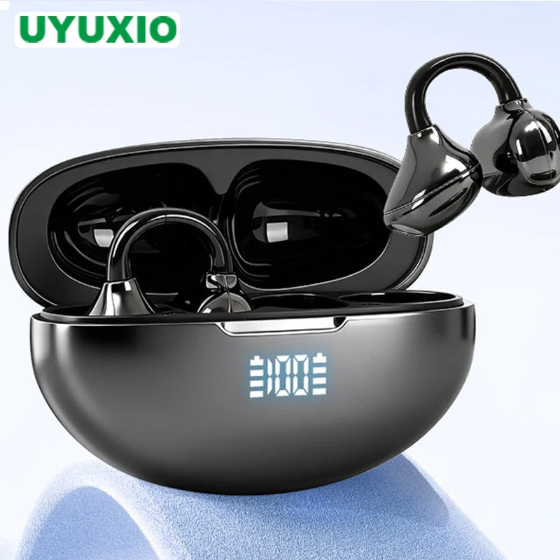 UYUXIO HiFi Stereo Ear Buds with 48H Play Time Clear Calls Clip on Wireless Earbuds BT 5.4 IP7 Waterproof Headphones for Phones