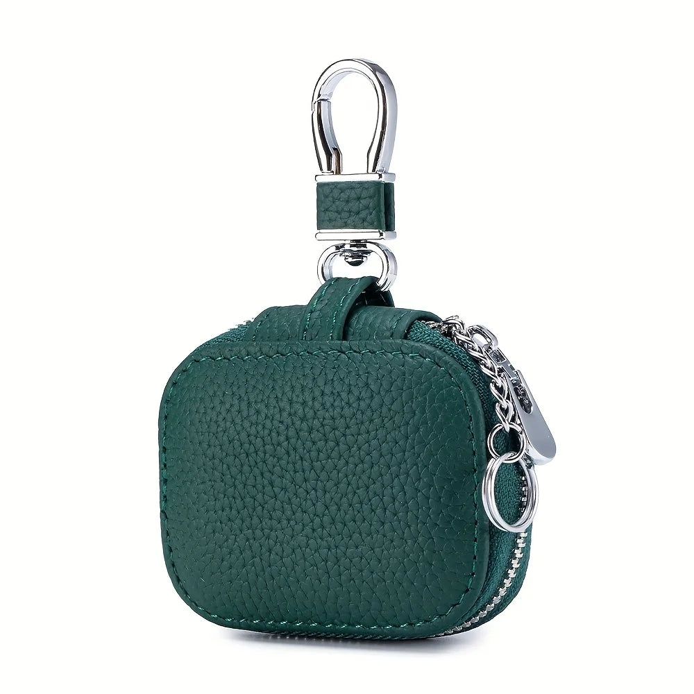 Earbud Carrying Case Small Compatible with PU Leather Earphone Case Protective Storage Pouch Bag with Mesh Pocket & Keychain for