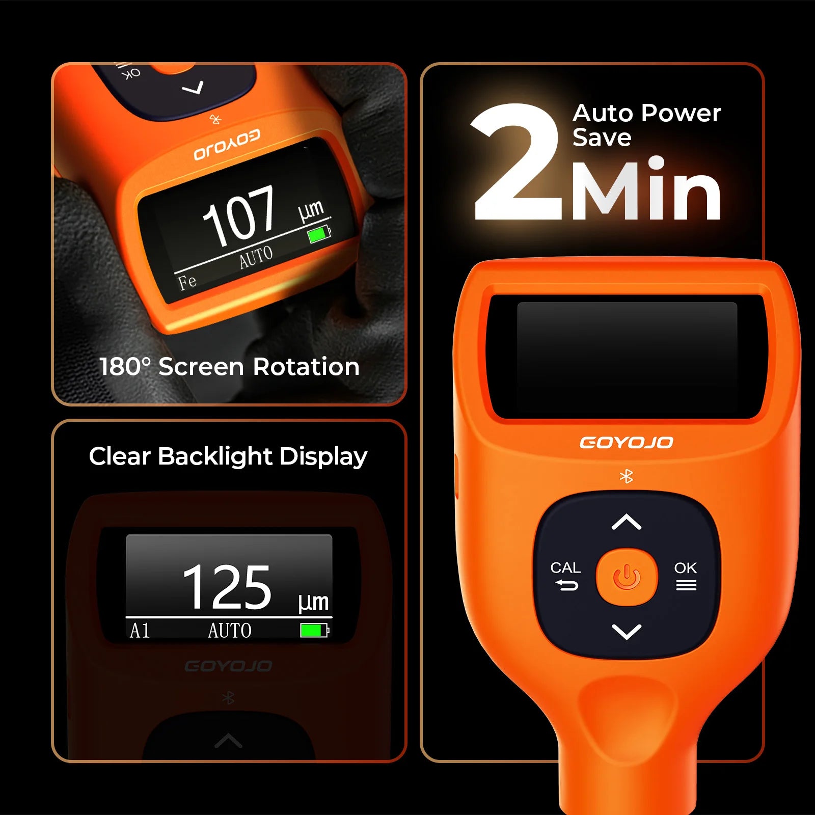 New portable coating thickness gauge with three color LED indicator light for rapid detection of 3000 to 9900 microns CTG series