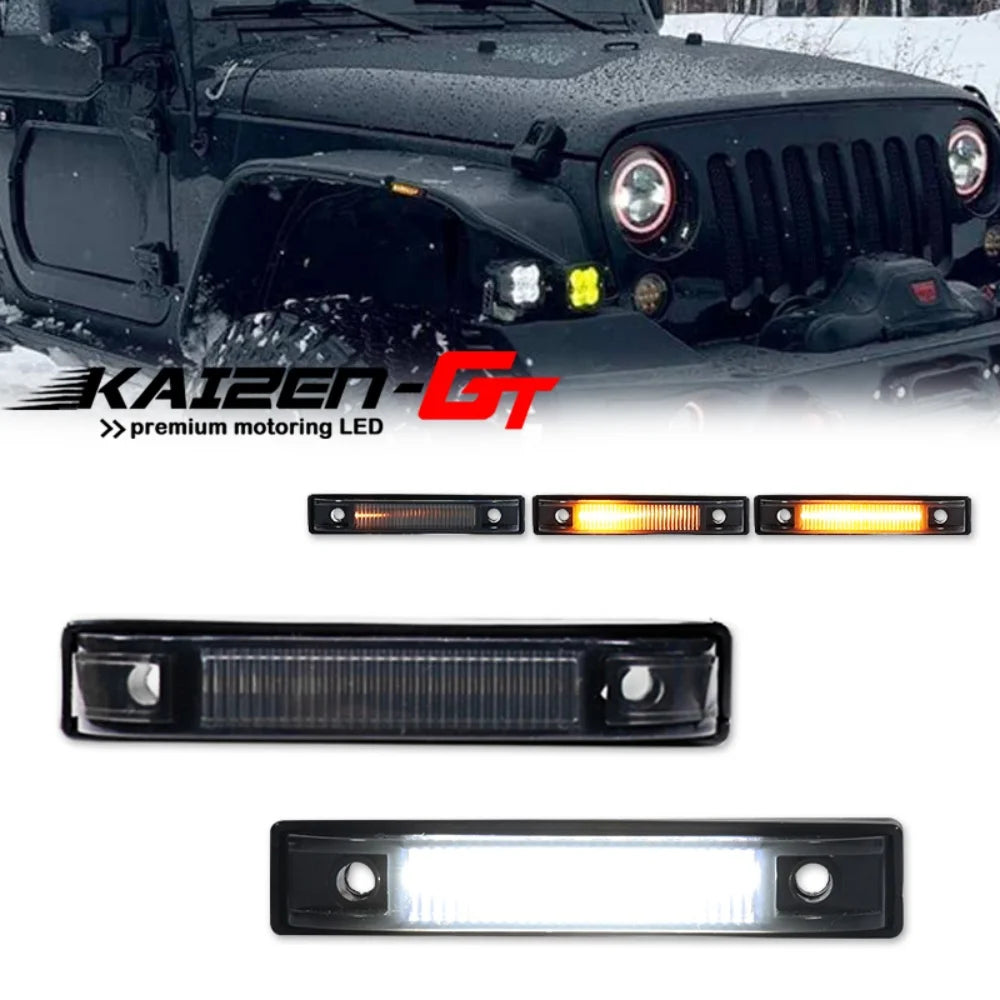 Switchback LED Car Fender Flare Parking Lights Side Marker Turn Signal Lights For Jeep Wrangler TJ JK JL Bushwacker Flat Style