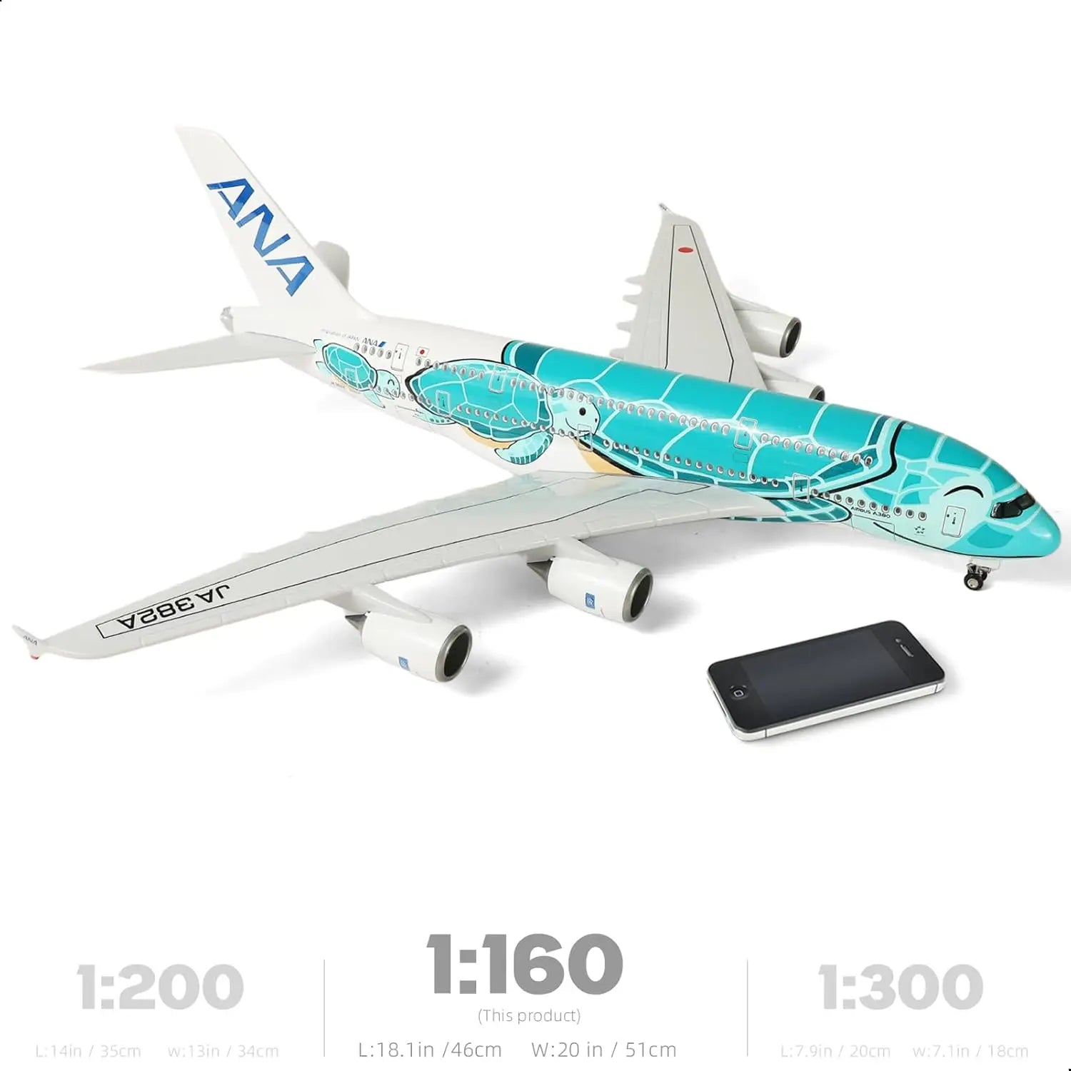 1/160 A380 for ANA Green Turtle Airplane Model Kits for Airbus A380 Model Plane for Adult Aviation Gifts or Aircraft Collection