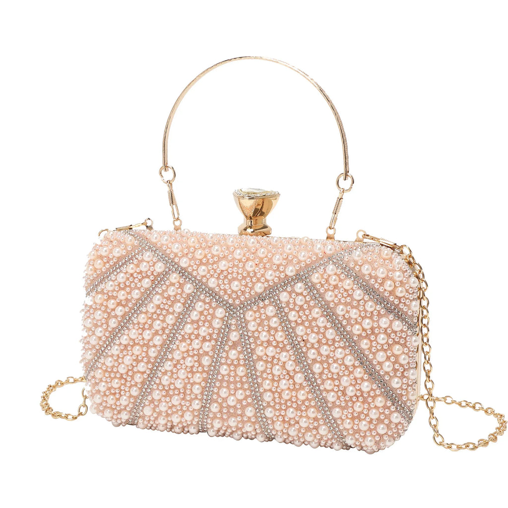 Ladies Dinner Bag Shiny Pearl Diamond Banquet Clutch Delicate Chain Bag Pochette Soirée Femme Mariage Carteras Diseñador De Lujo