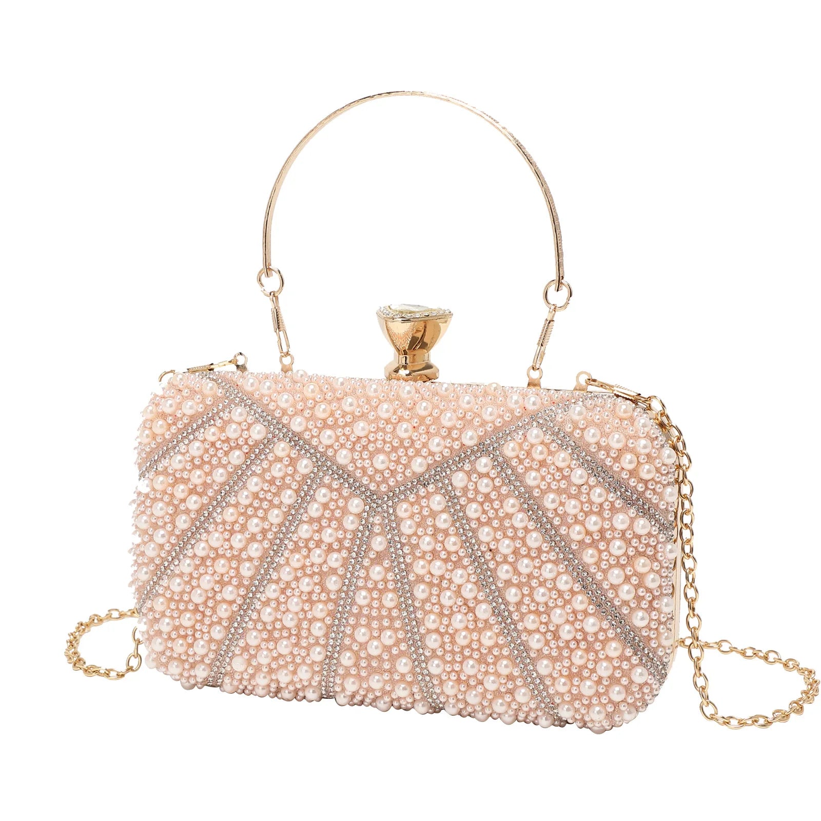 Ladies Dinner Bag Shiny Pearl Diamond Banquet Clutch Delicate Chain Bag Pochette Soirée Femme Mariage Carteras Diseñador De Lujo