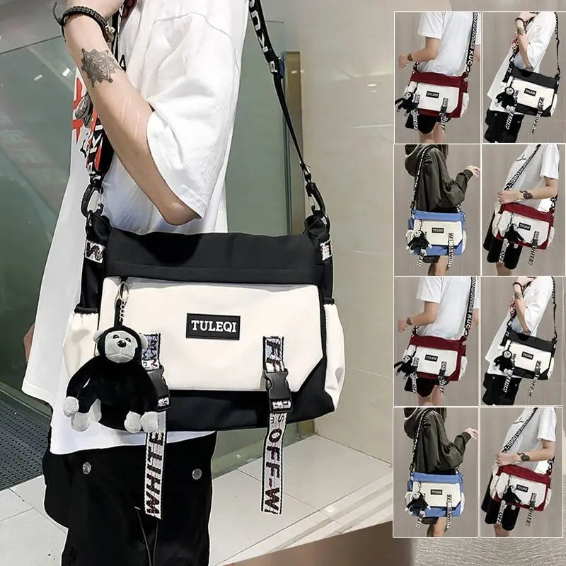 Men's Messenger Bag Japanese Fashion Large Capacity Handbags Shoulder Bag Casual Student Canvas Bag Nylon Tooling Crossbody Bags