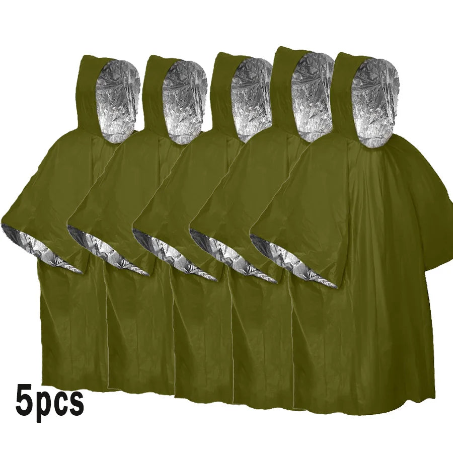 3/5-Pack Emergency Poncho Set - Waterproof,Thermal,Ultra-Lightweight,and Durabl,Ideal for Outdoor Enthusiasts,Hikers,and Campers