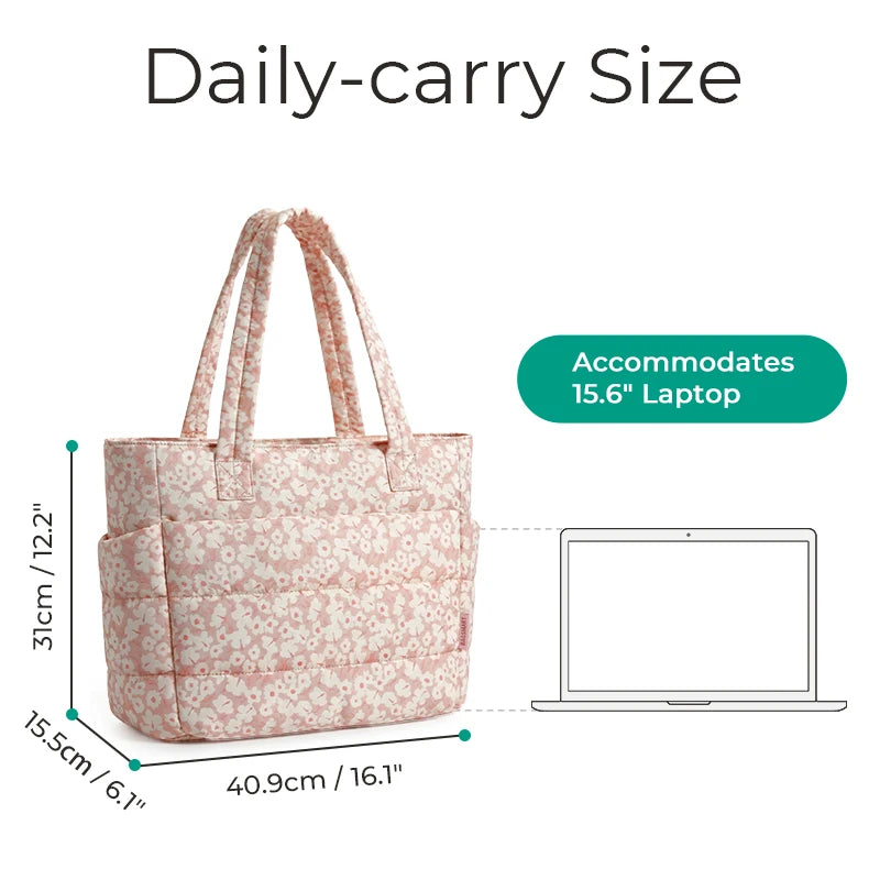 BAGSMART Women's Bag Solid Color Tote Bag Commuting College Padded Shoulder Bag Leisure Simple Female Handbags for Travel