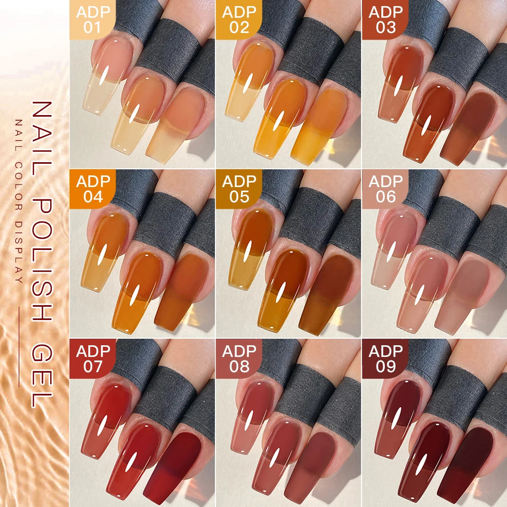 AS 15ml Translucent Amber Gel Nail Polish Brown Colour Varnish Gel Long Lasting Semi Permanent Tortoiseshell Nails Vernis
