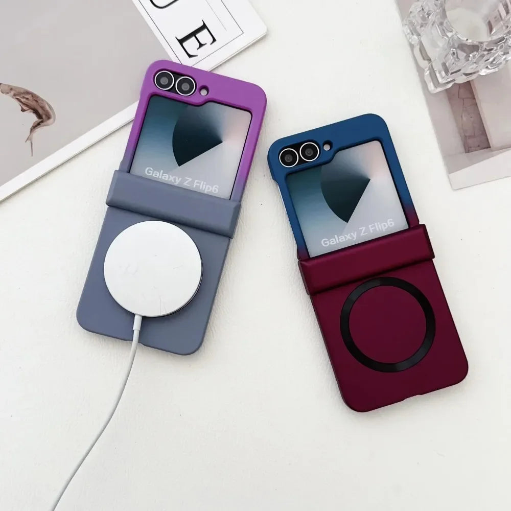 Gradient Color For Magsafe Magnetic Hinge Protection Hard Plastic Phone Case for Samsung Galaxy Z Flip 8 7 FE 6 5 4 3 5G Cover