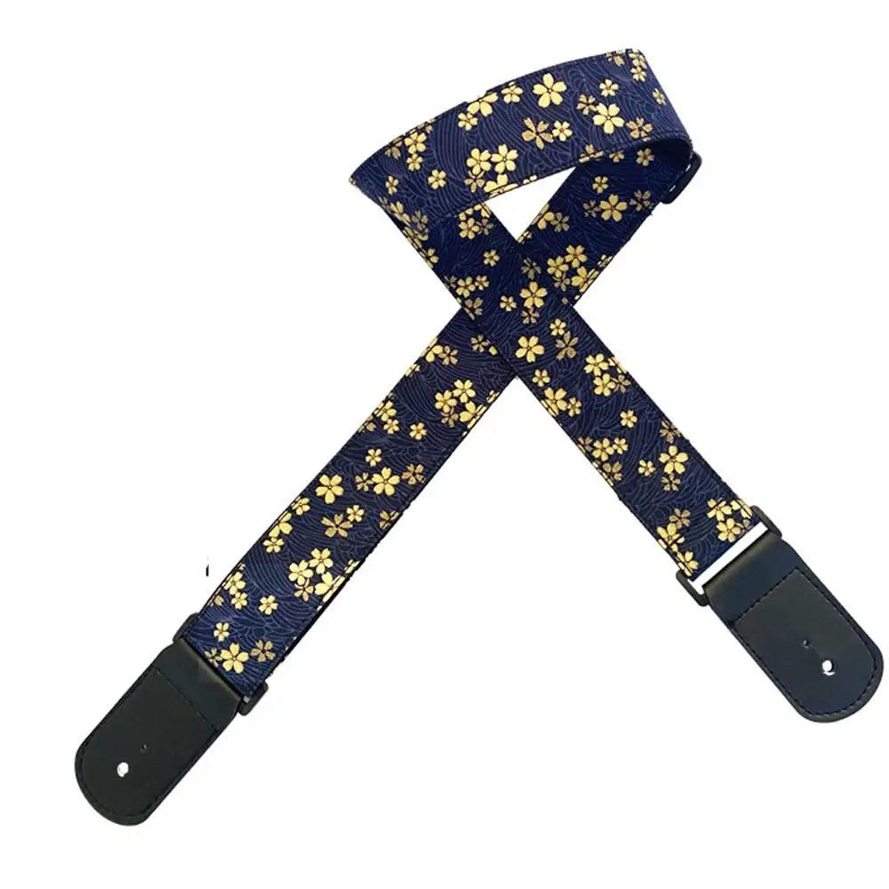 Vintage Guitar Strap Embroidered Print Red Crowned Crane Electric Guitar Belts Waves Ethnic Style Guitar Shoulder Belt Ukulele