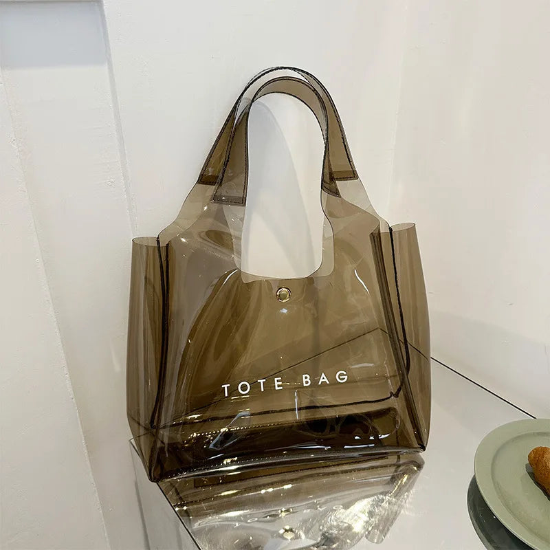 PVC Plastic Transparent Bag Small Tote Bag for Women Jelly Bags Purse and Handbags Mother Kids Bag for Girl Сумка Женская	bolso