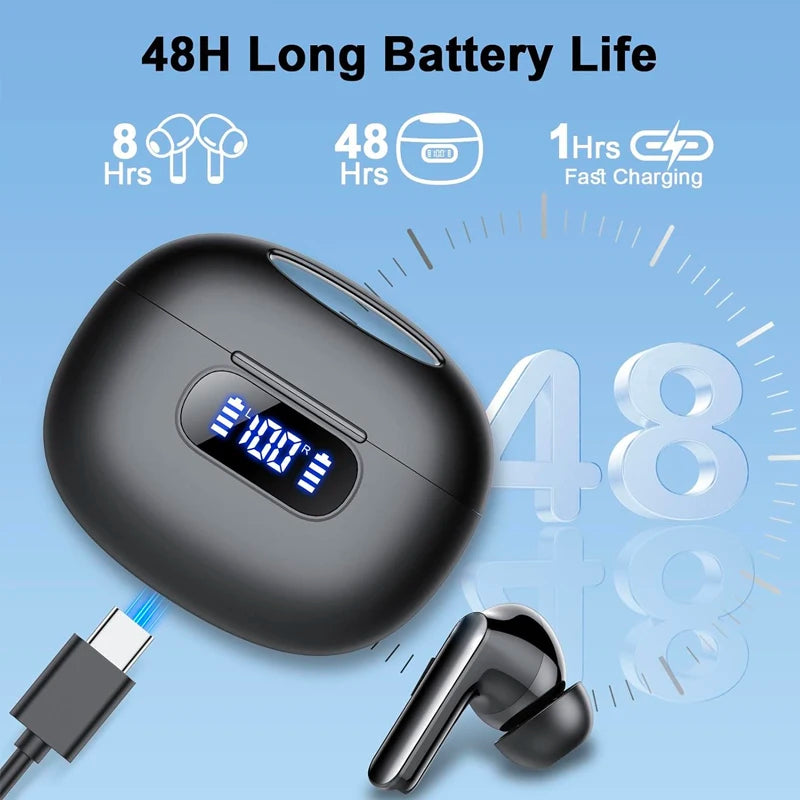 UYUXIO Wireless Earbuds BT 5.4 Headphones with 48H Play Time HiFi Stereo Clear Calls IP7 Waterproof Ear Buds for Phones Sports