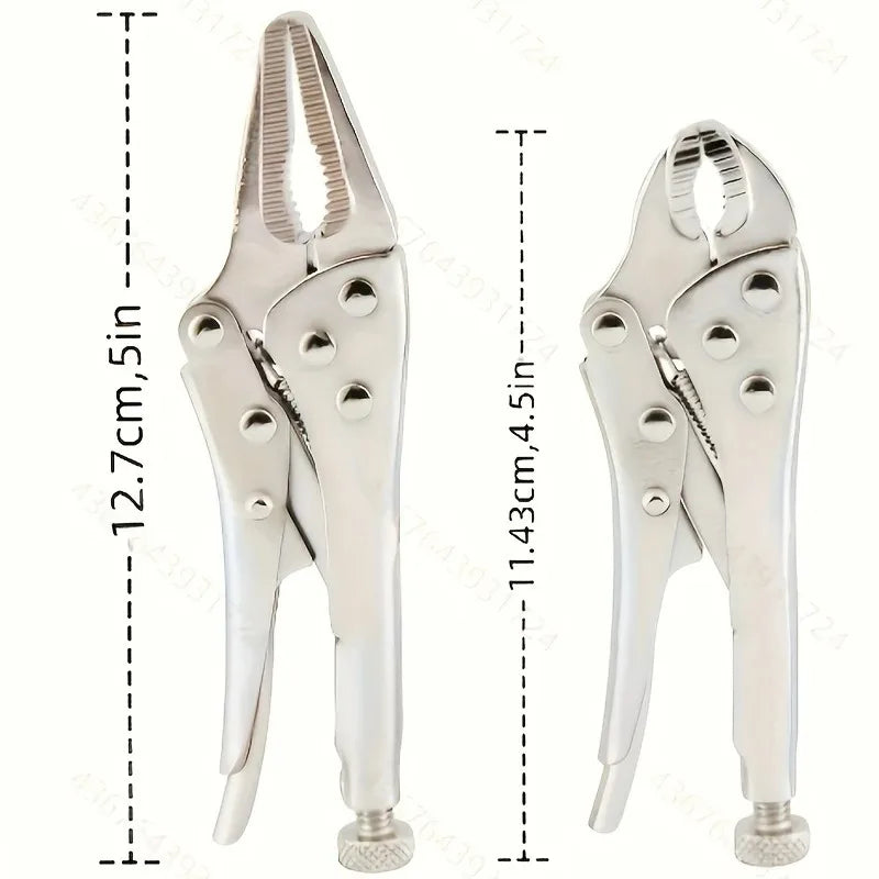 2Pcs/Set 5-Inch Mini vice Grip Locking Pliers Long Nose 4-Inch Curve Jaw Labor-Saving Welding Clamp for DIY Home Hand Tools