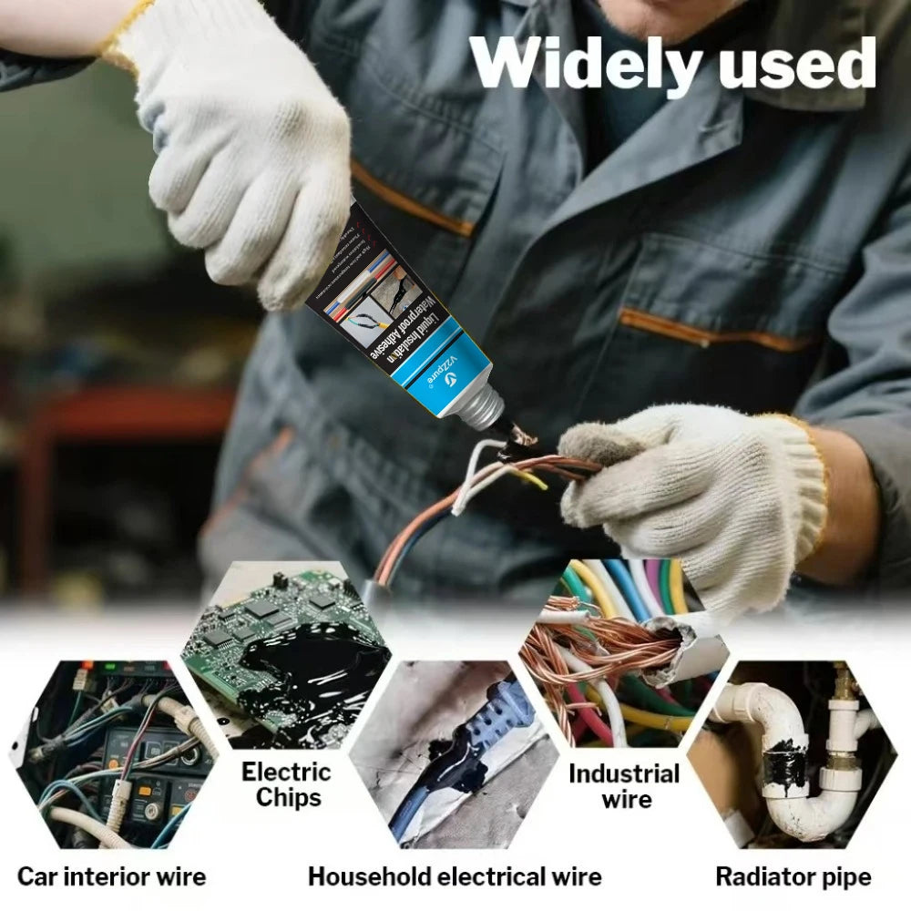 Black/White Liquid Electrical Tape Waterproof Insulation Paste Sealant Wire Cable Coat Fix Line Glue Repair Insulation Adhesive