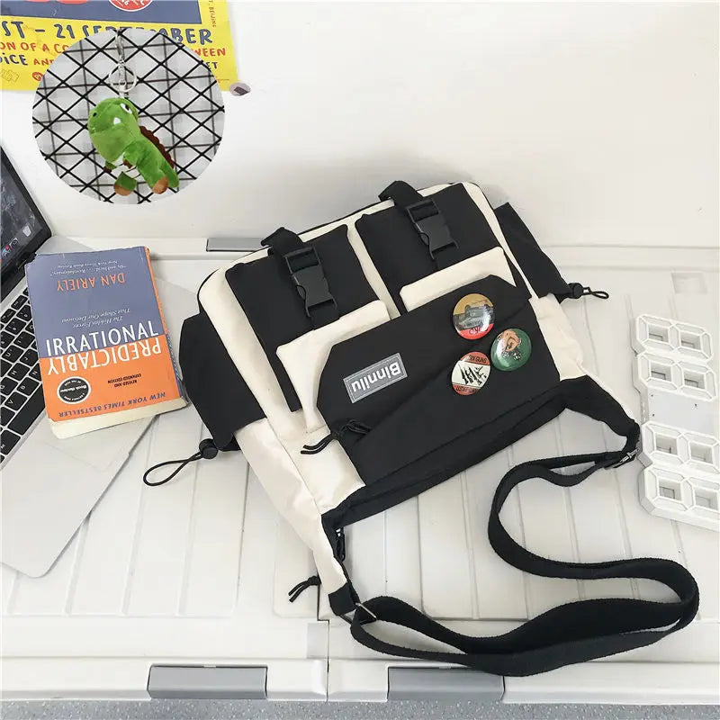 Japanese Simple Messenger Bag Student Nylon Waterproof Canvas Handbag Shoulder Crossbody Bags for Women Men Satchels Bolsas