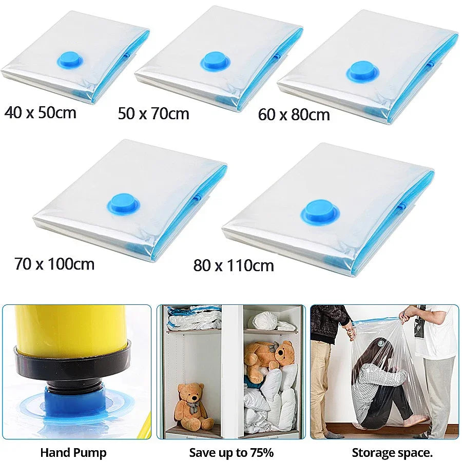 Vacuum Storage Organizer Bags, Travel Suitcases Essentials, Wardrobe Clothes Compression Packaging Sealing Bag Camping Equipment