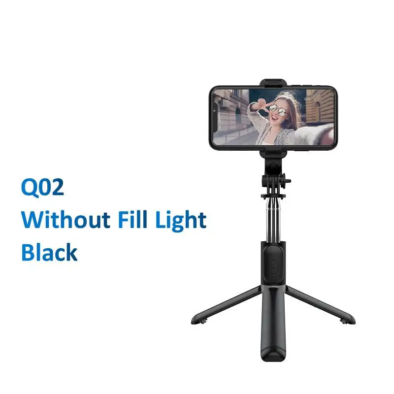 Q02 Selfie Stick Wireless Bluetooth Tripod Foldable Bracket for Xiaomi Redmi Huawei iPhone Samsung Smartphone Android iOS Holder