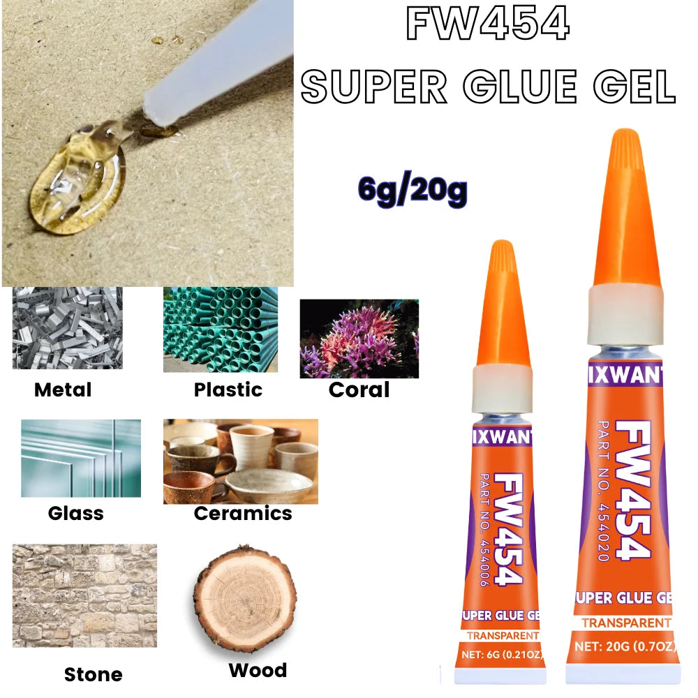 Super Glue Gel - Universal Quick Fix Adhesive for Shoes, Glass, Jewelry, PVC, DIY Crafts - Fast Drying & Long Lasting Bond