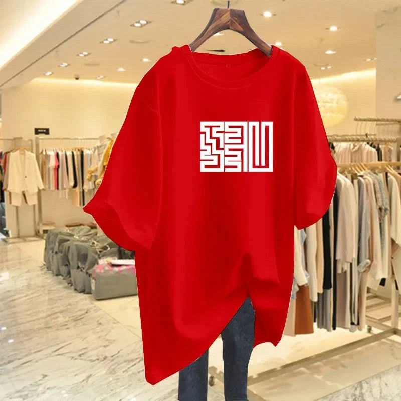 Summer High Quality Women Plus Size T-shirt Casual Harajuku Fashion Cotton Printed T-shirt High Quality Beauty Loose Top T-shirt