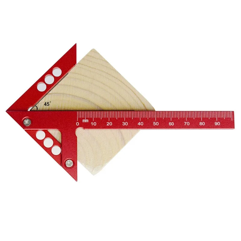45/90 Degree Center Finder Woodworking Square Right Angle Line Gauge Aluminum Scribe Carpenter Ruler Wood Measuring Tool
