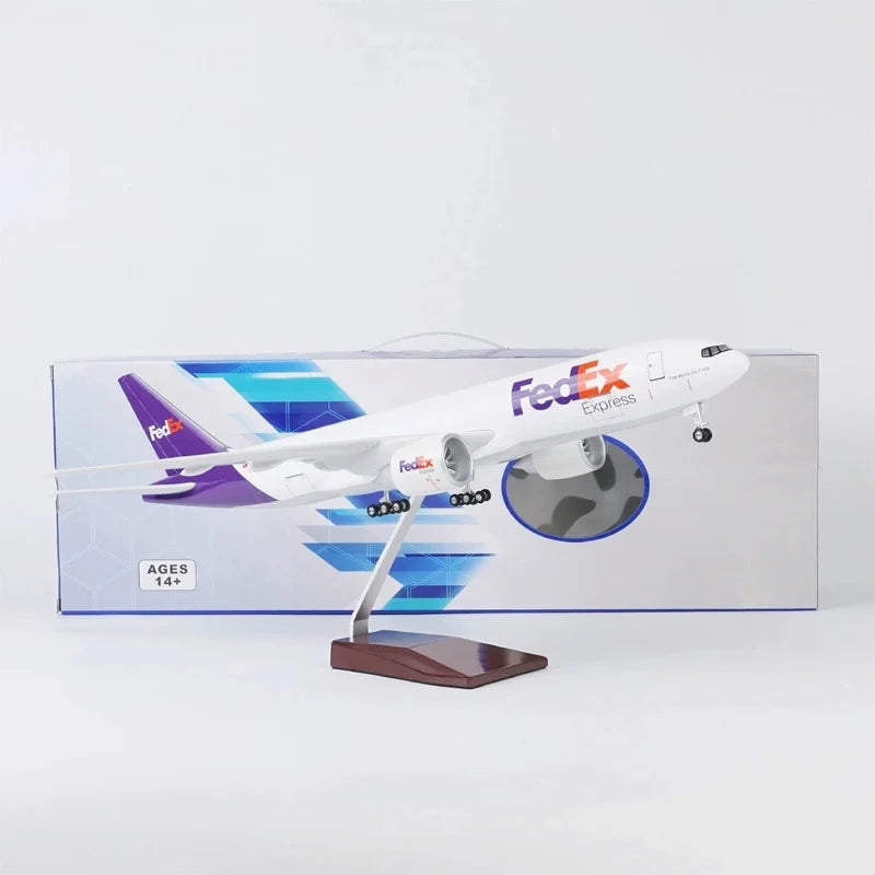 47cm Resin Model Aircraft B777 Fedex Cargo Airways Diecast 1/157 Scale Airplanes With Display Stand For Aviation Hobby Ornaments