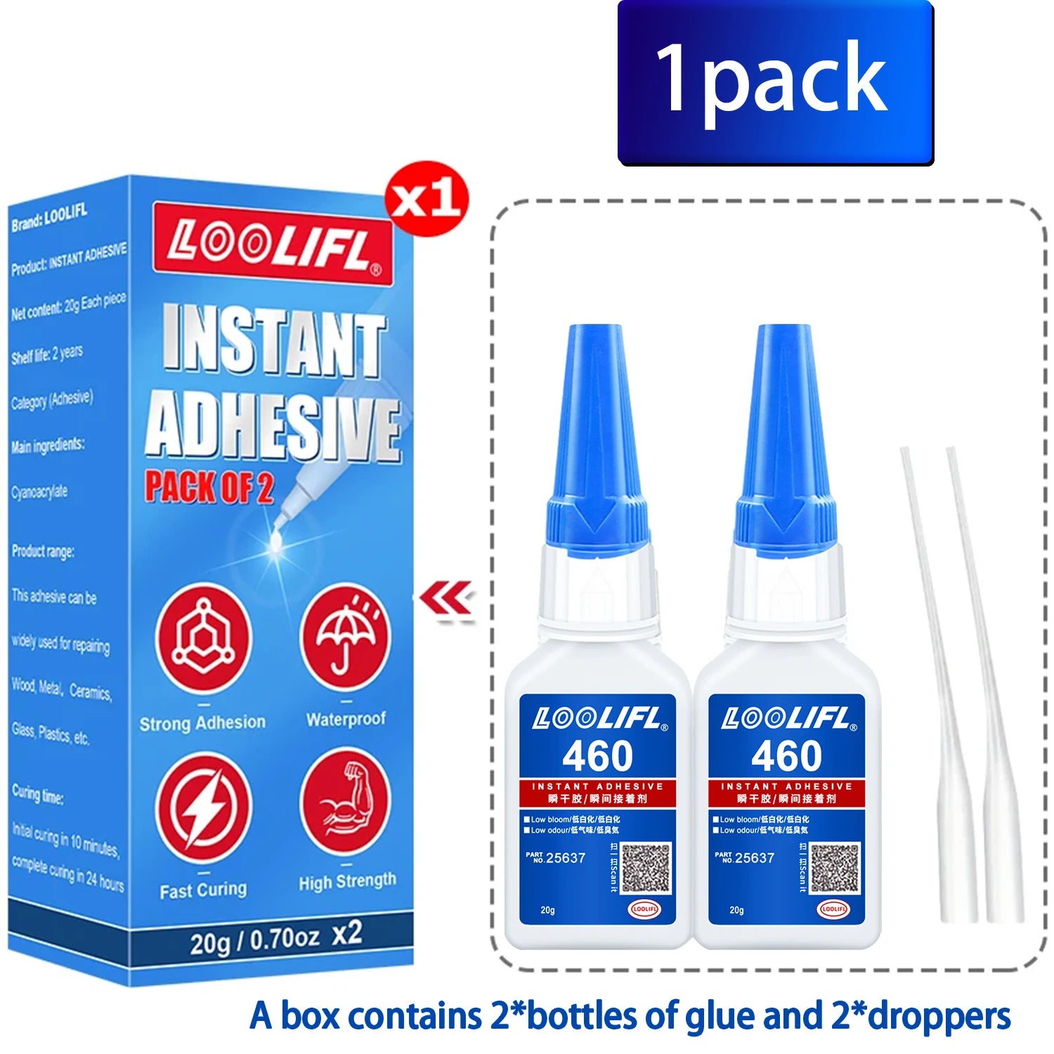 460 Super Glue universal Instant Adhesive Quick-drying Cyanoacrylate for Leather Rubber Wood Metal Strong Bond Liquid Glue Tool