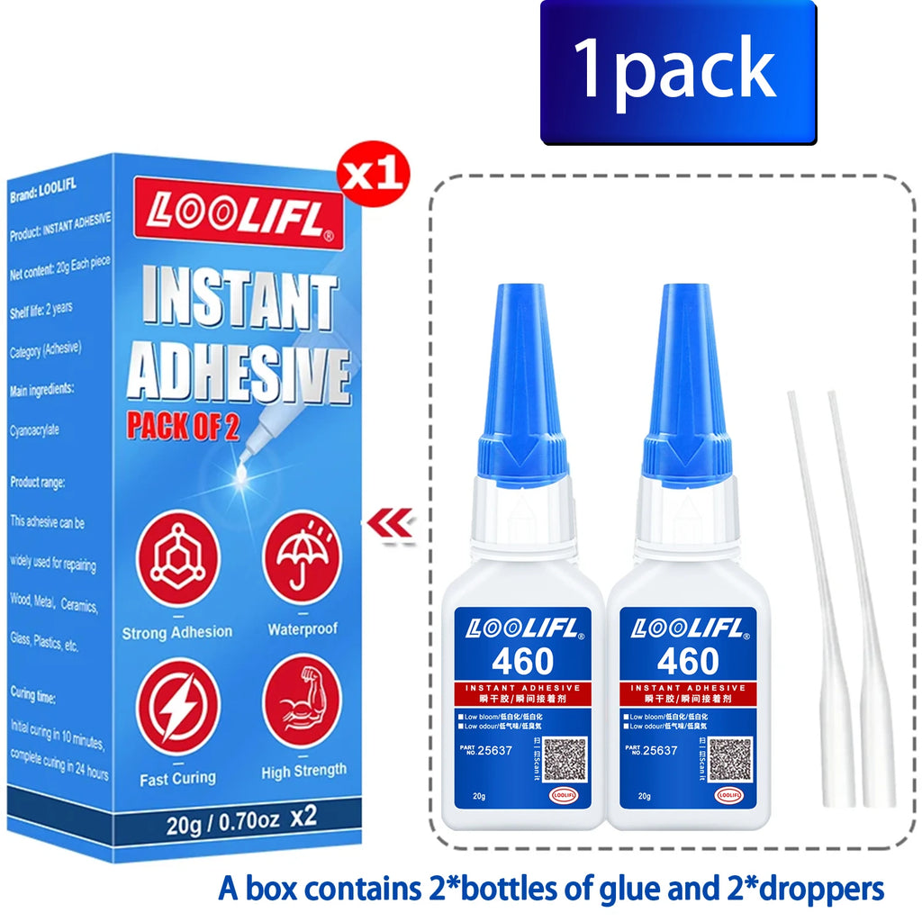 460 Super Glue universal Instant Adhesive Quick-drying Cyanoacrylate for Leather Rubber Wood Metal Strong Bond Liquid Glue Tool