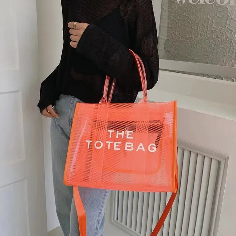 Fashion New High Capacity PVC Women's Bag Transparent Tote Bag Jelly Bag Handheld One Shoulder Crossbody Tote Bag