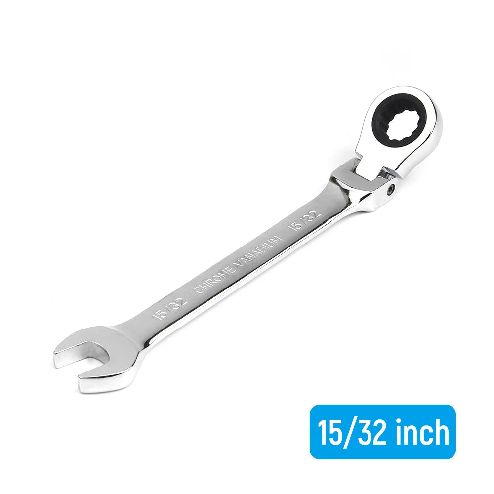 1/4-15/16 Inch 1-Piece Imperial Size Ratchet Wrench Set of Keys Spanner Flexible Head Universal Hand Tools Car Repair Tool