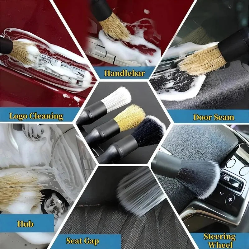 Car Detailing Brush Set 5PCS Auto Interior Cleaning Tools Air Vent Dust Duster Crevice Cleaner Car Wash Brushes for Vehicle Care