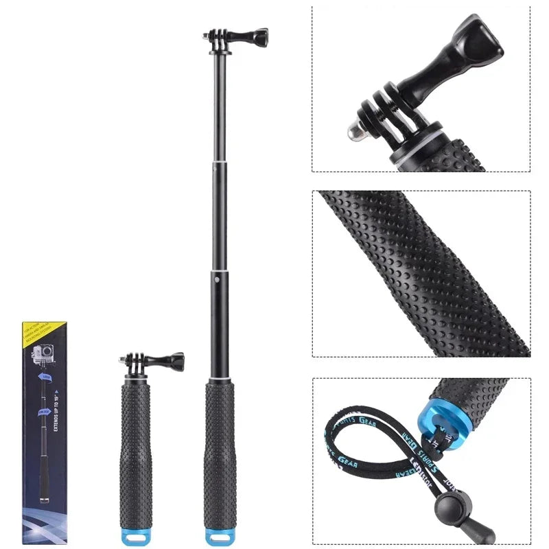 19" Handheld Extendable Go Pro Selfie Stick Aluminum Monopod Tripod for GoPro Hero 13 12 11 10 9 SJCAM SJ8 Sj6 DJI Accessories
