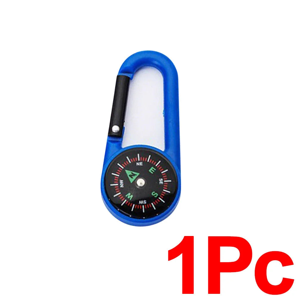Outdoor Compass Carabiner Mini Camping Keychain Mountaineering Hiking Backpack Buckle with Compass Survival Children Gifts