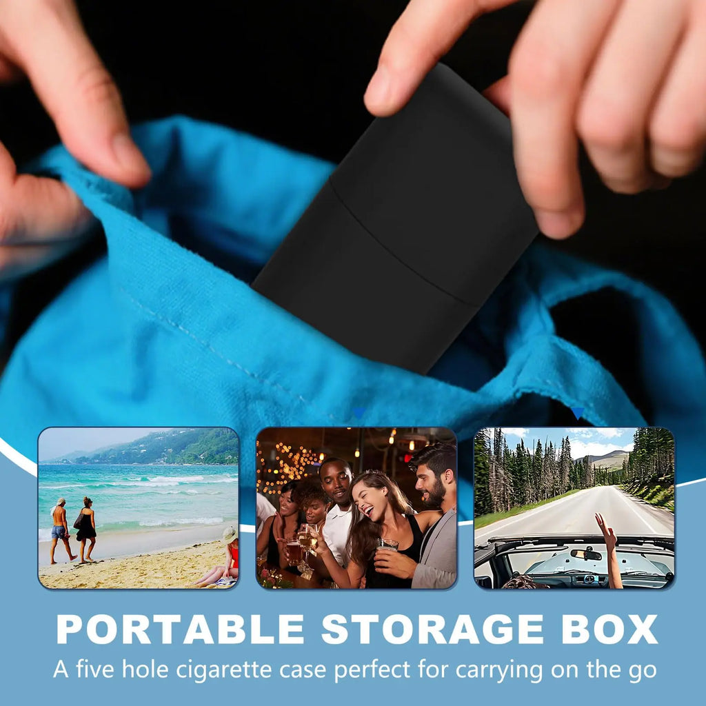 1pcs Solid Color Design 5-Hole Plastic Stash Box Pre-Roll Cone Holder, Odor-Proof & Waterproof Smoking Accessories Organizer