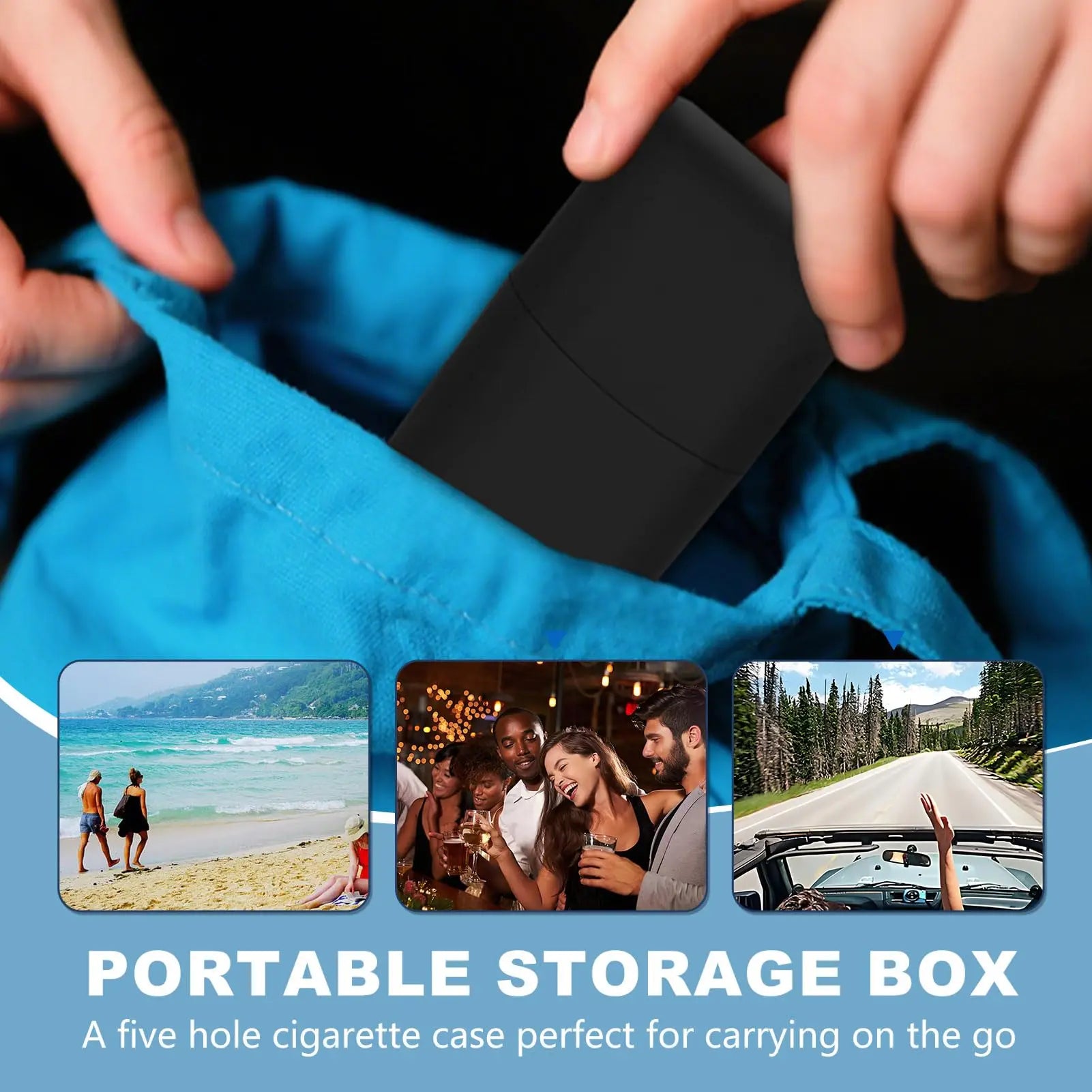 1pcs Solid Color Design 5-Hole Plastic Stash Box Pre-Roll Cone Holder, Odor-Proof & Waterproof Smoking Accessories Organizer