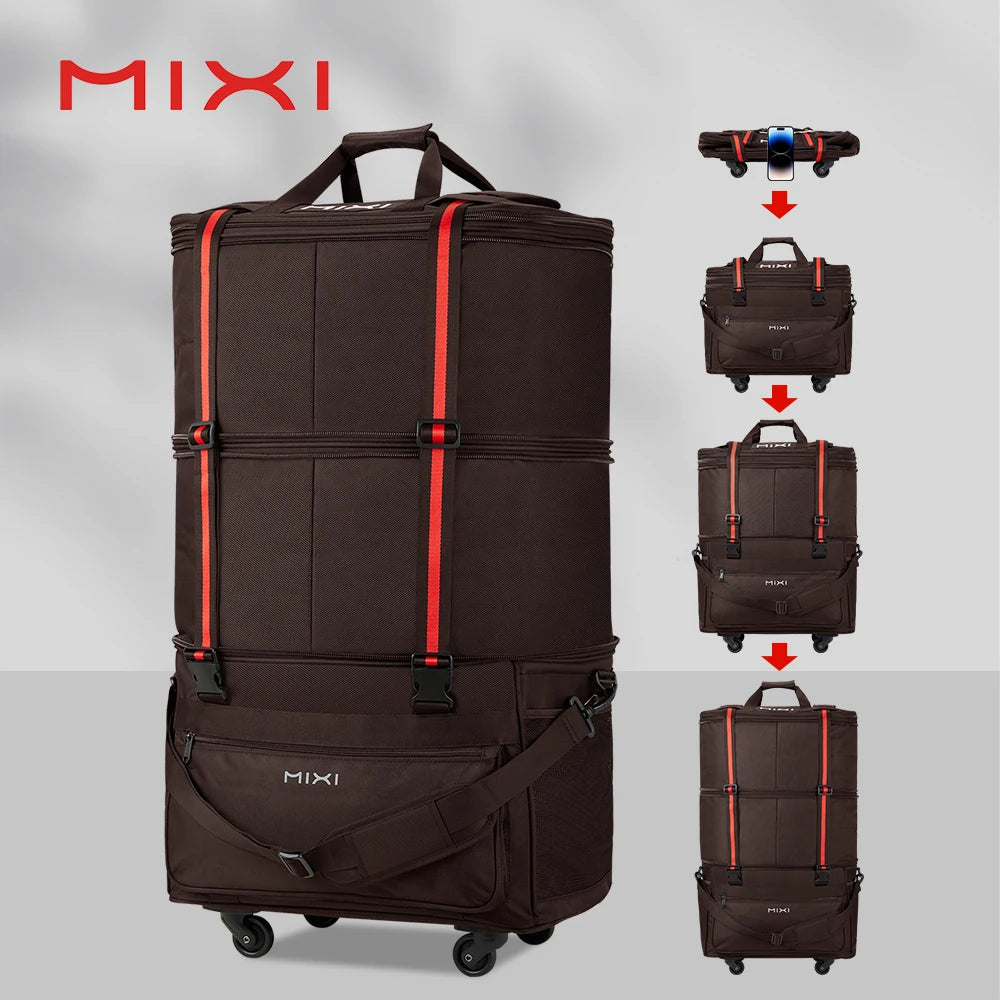 Mixi Expandable Large Capacity Foldable Travel Bag With Rolling Wheels Luggage Bag Duffel Bag M3015