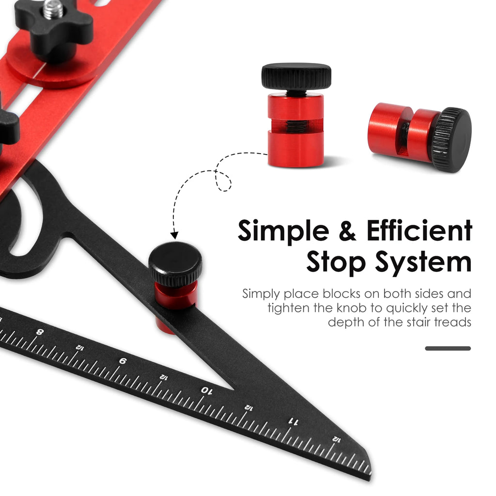 Stair Tread Template Tool Double Solid Nut Locking Stair Measuring Tool Easy to Use Stair Measuring Ruler for Risers and Shelves