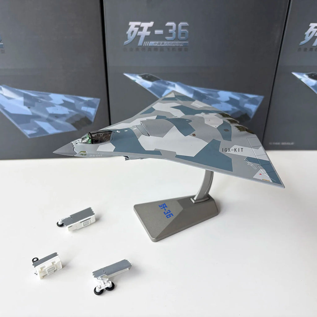 1/144 J-36 Chinese 6th Generation Aircraft J36 Cut Crack Coating Alloy Finished Plane Fighter Jet Model Collection Gift