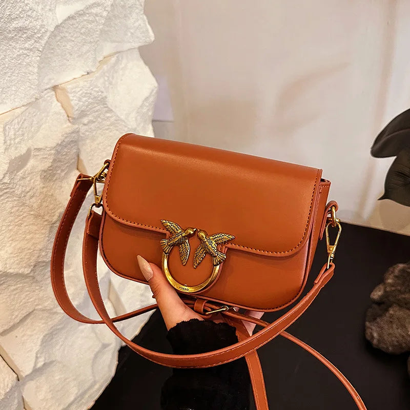 Swallow Bag 2026 New Women's Bag Double Feiyan Fashion Versatile One Shoulder Crossbody Bag Small Square Bag