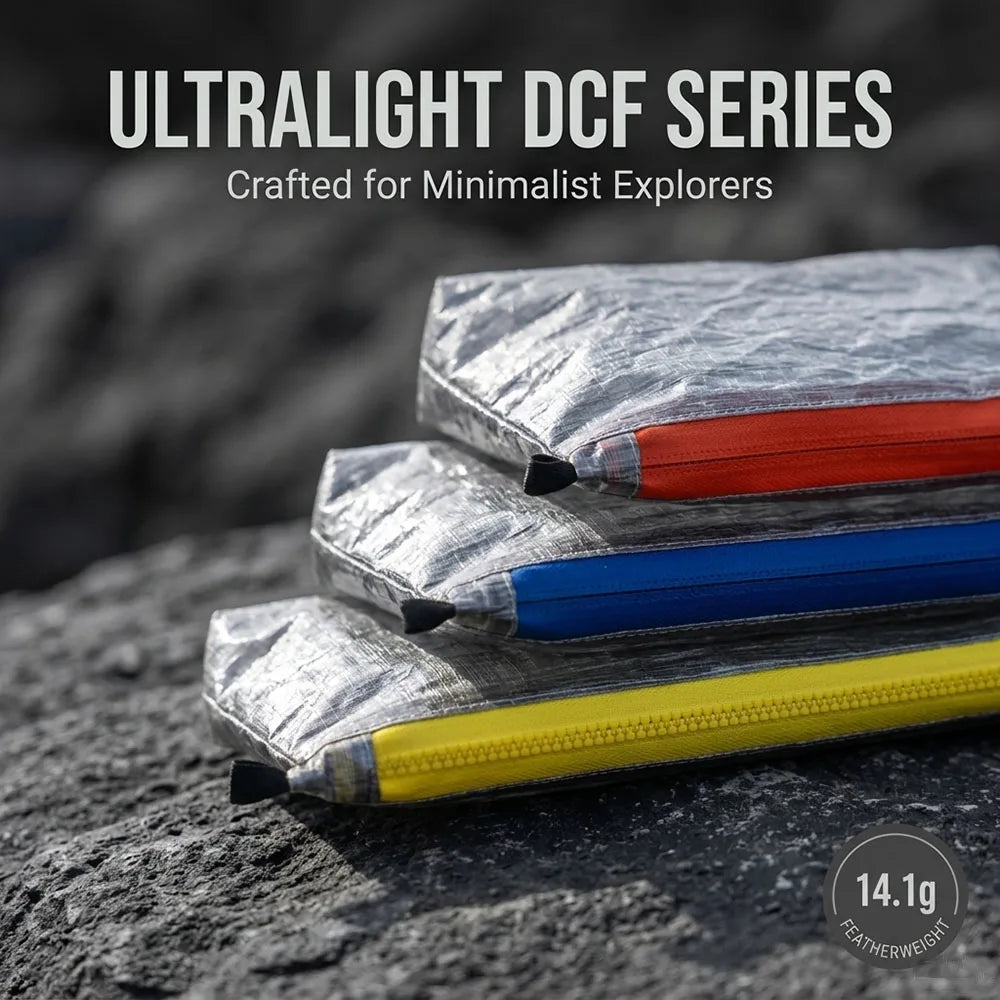 Ultralight DCF Pouch Water-repellent YKK Zipper Organizer Bag Self-Standing Passport Storage First Aid For Travel Camping Hiking
