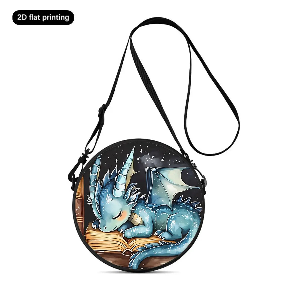 Dinosaur Print Round Shoulder Bag Casual Messenger Bag for Woman Best Gifts 2D Flat Casual Daily Crossbody Bag