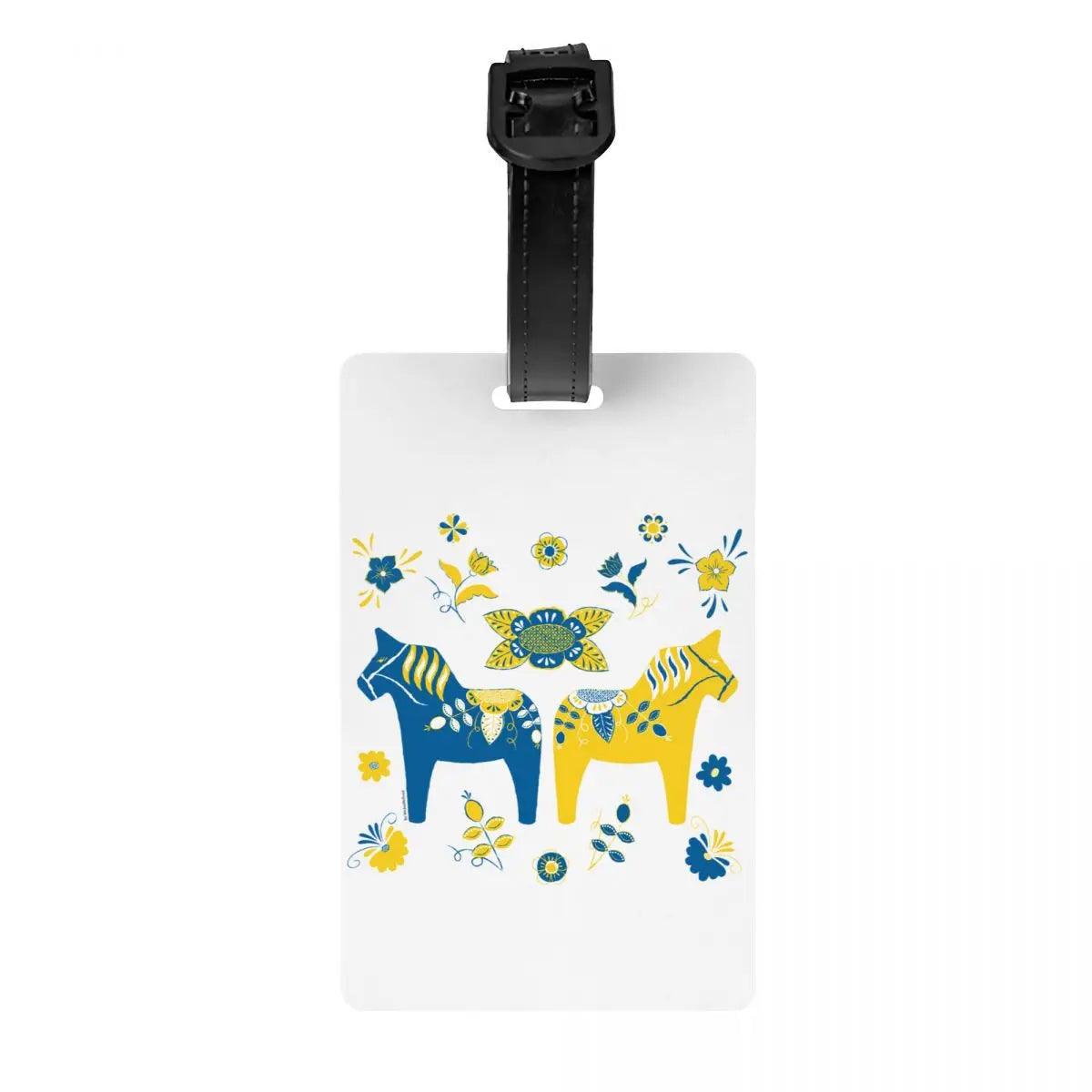 Custom Swedish Folk Cats Luggage Tag With Name Card Privacy Cover ID Label for Travel Bag Suitcase