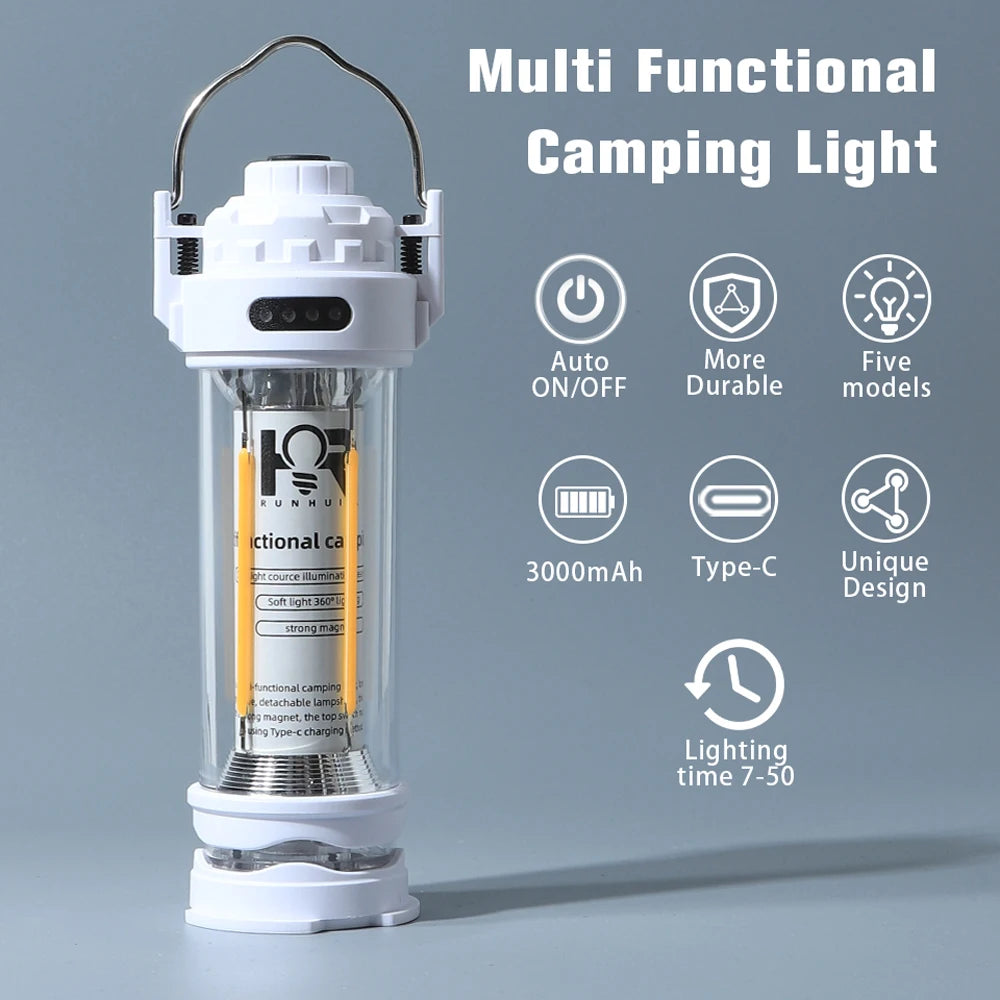 DOTWISE 3000mAH Camping Portable Retro Lantern Camping Lighthouse Tent Light Lantern Decor Waterproof Outdoor Atmosphere lights
