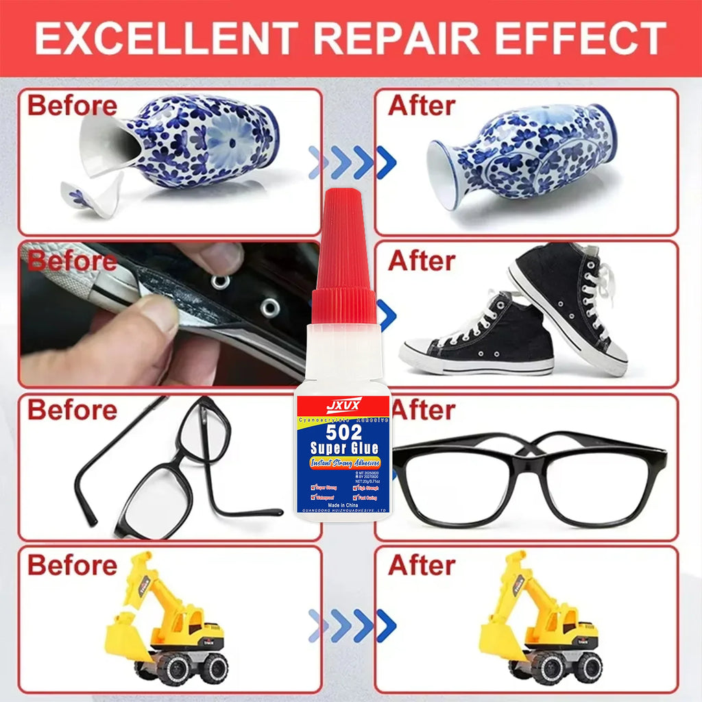 20g Professional 502 Super Adhesive Strong Fast Instant Adhesive Cyanoacrylate Hardware Metal Cars Wood Craft Hobby Seconds Bond