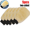 1/5 Pcs Soft Thickened  Imitation Wool Plush Car Wash Gloves Wiping Car Cleaning Mitt Double-faced Glove Car Washing Supplies