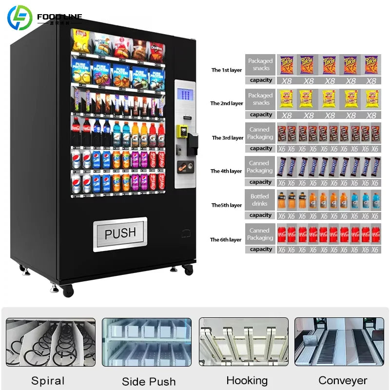 Customized 2025 New Arrived Drinks and Snack Vending Machine Healthy Fresh Food Vending Machine with Cash Payment