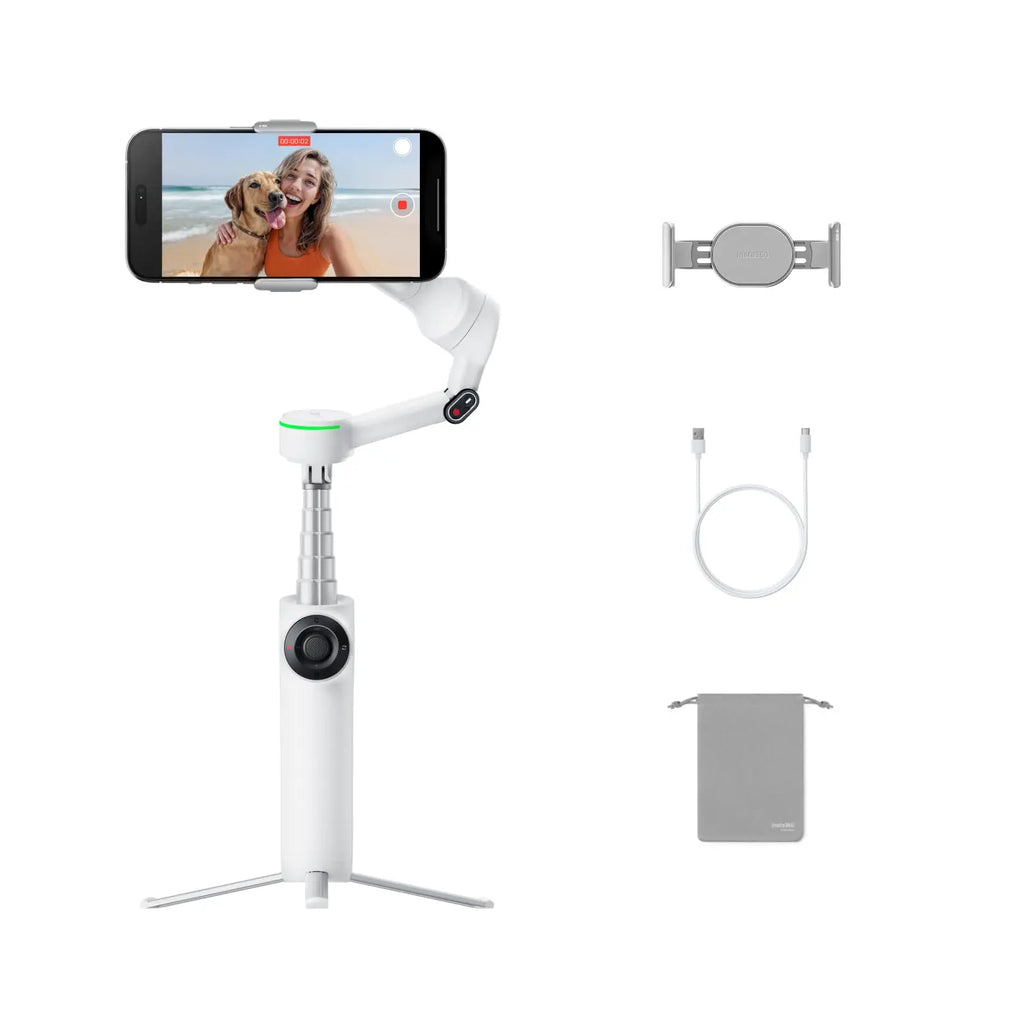 Insta360 Flow 2 Pro - Foldable AI Phone Gimbal, Tracked in 200+ Apps with Apple DockKit, Original，Multi-Person Tracking