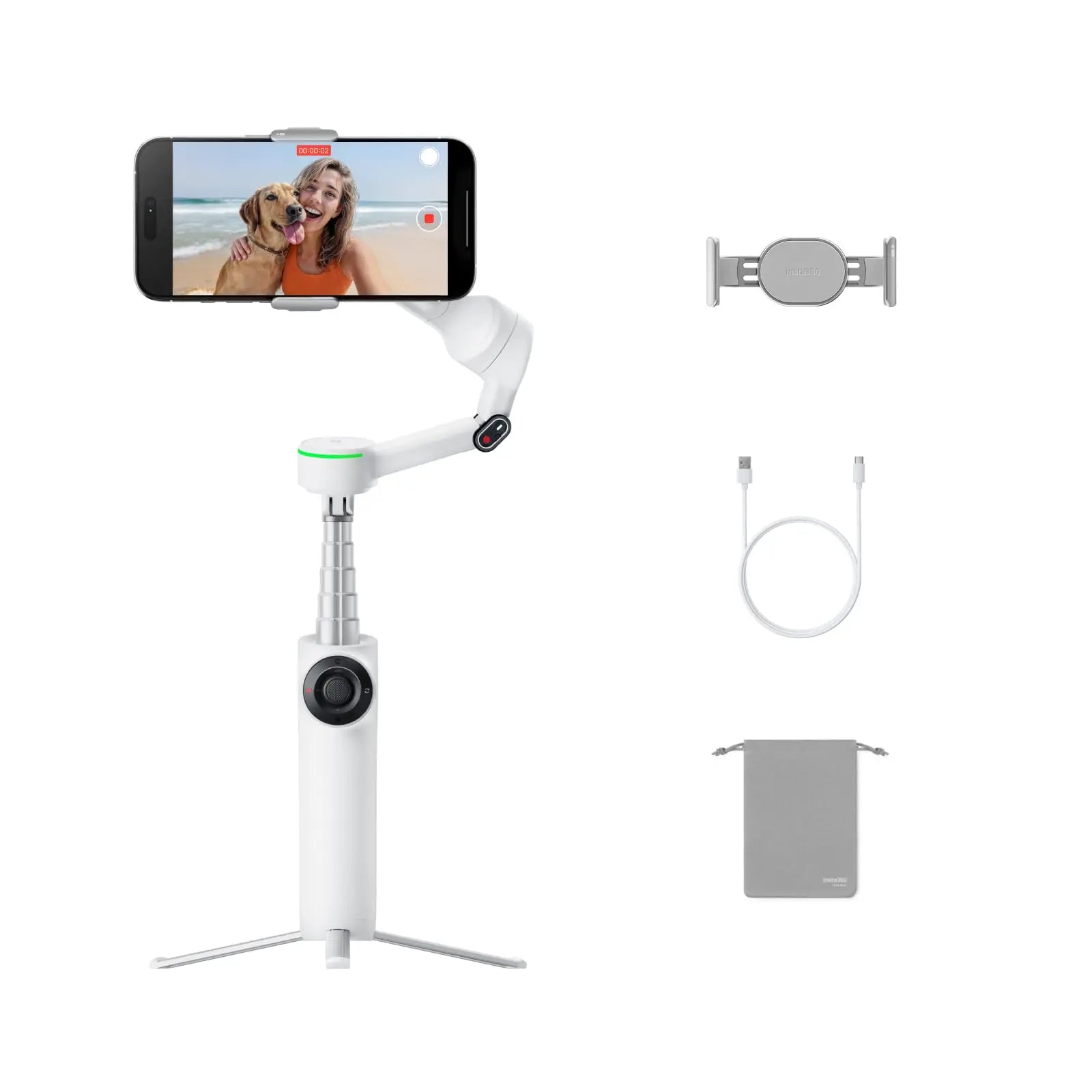 Insta360 Flow 2 Pro - Foldable AI Phone Gimbal, Tracked in 200+ Apps with Apple DockKit, Original，Multi-Person Tracking