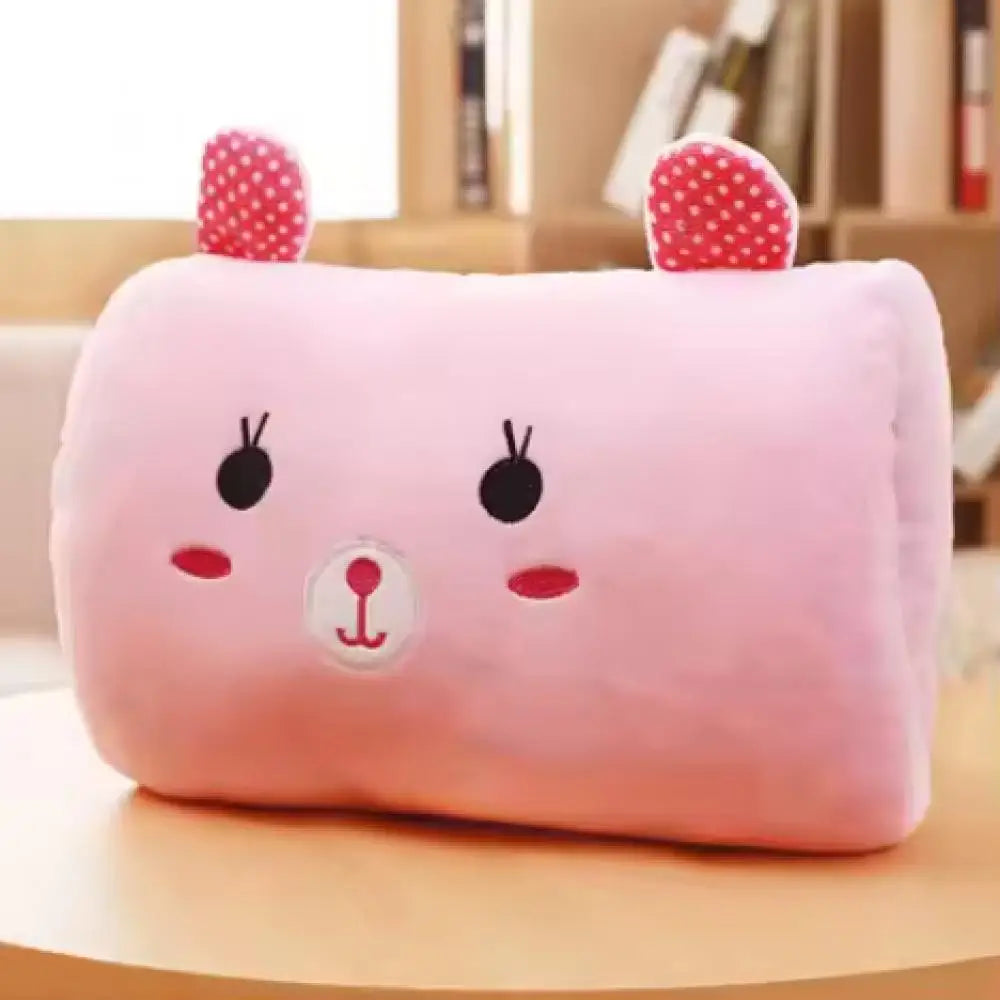 Pink Bear Children's Plush Pillows Hand Warmers Gloves Adults Cartoon Nap Pillows Cushions Creative Hand Warmers Plush Winter