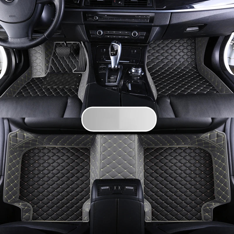 Custom Leather Car Floor Mat For Mitsubishi Outlander Lancer X 2015 2016 2017 2018 2019 2020 2021 Waterproof interior Accessorie