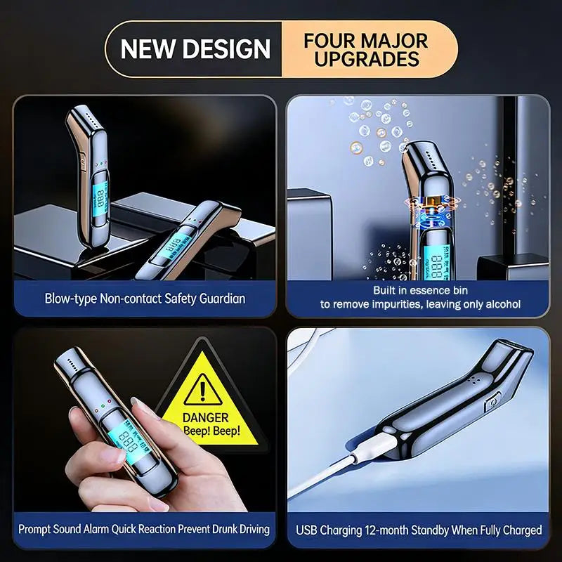 Portable Breathalyzer Professional Breath Alcohol Tester LCD Display Detector For Drunk Driving Car Electronics Alcohol Test