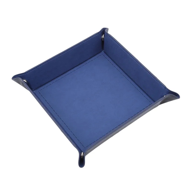 Rolling Folding Hexagon Dice Game Storage Tray PU Leather&Velvet Mat Holder Double Sided Thick Office Supplies Storage Tools